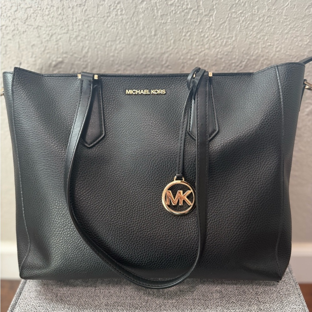 Michael Kors Black Tote with Gold Accents